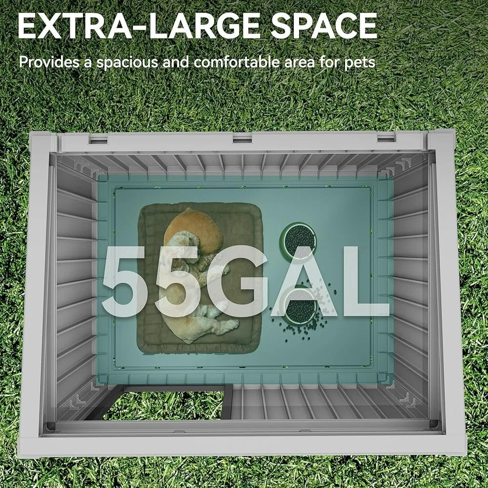 Dog House, Dog Kennel with Lift-Up Sloping Roof, Waterproof & Ventilated for Indoor & Outdoor, Easy To Clean Design