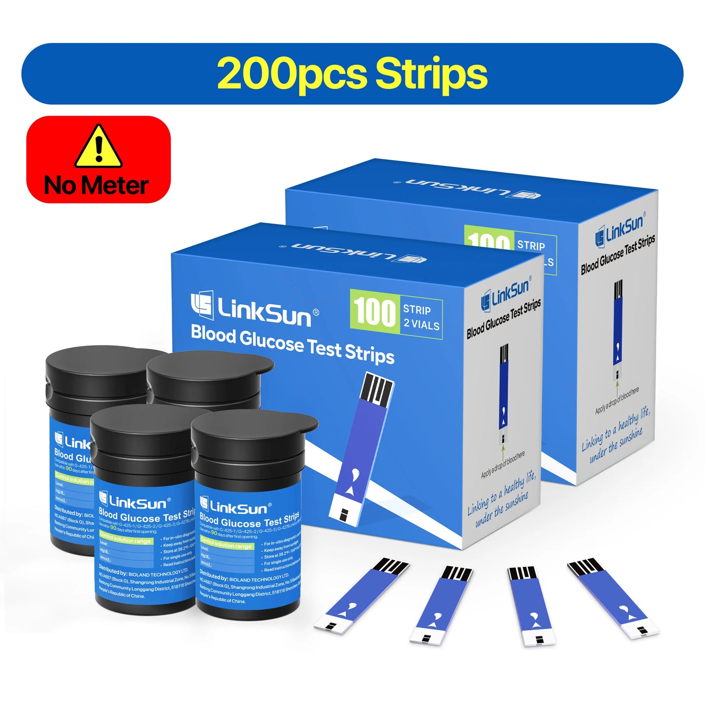 G-425-2 Linksun Blood Glucose Meter 50/100pcs Test Strips Medical Diabetes Testing Device Blood Sugar Digital Glucometer Monitor