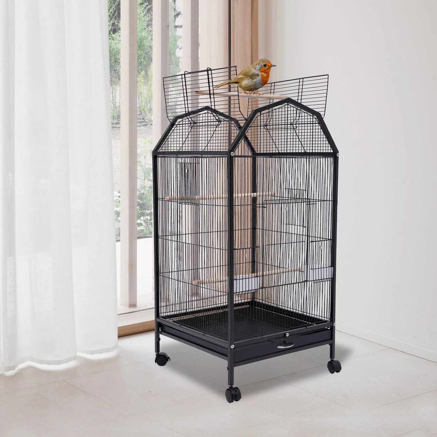 6.9in Large Bird Cage Iron Large Outdoor Parrot Cage for Parrot Finch Cage Macaw Cockatoo Flight Cages Large Finch Bird Cage wit