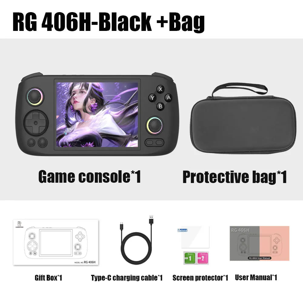 ANBERNIC RG 406H Retro Game Console Android 13 Unisoc T820 64-bit Game Player 4.0 Inch IPS Touch Screen 5500mAh 3D Hall joystick