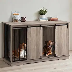 Dog Crate Furniture, 60.6 inch Dog Kennel Furniture with Removable Divider, Small Medium Breeds, TV Stand, Side Table, Display S