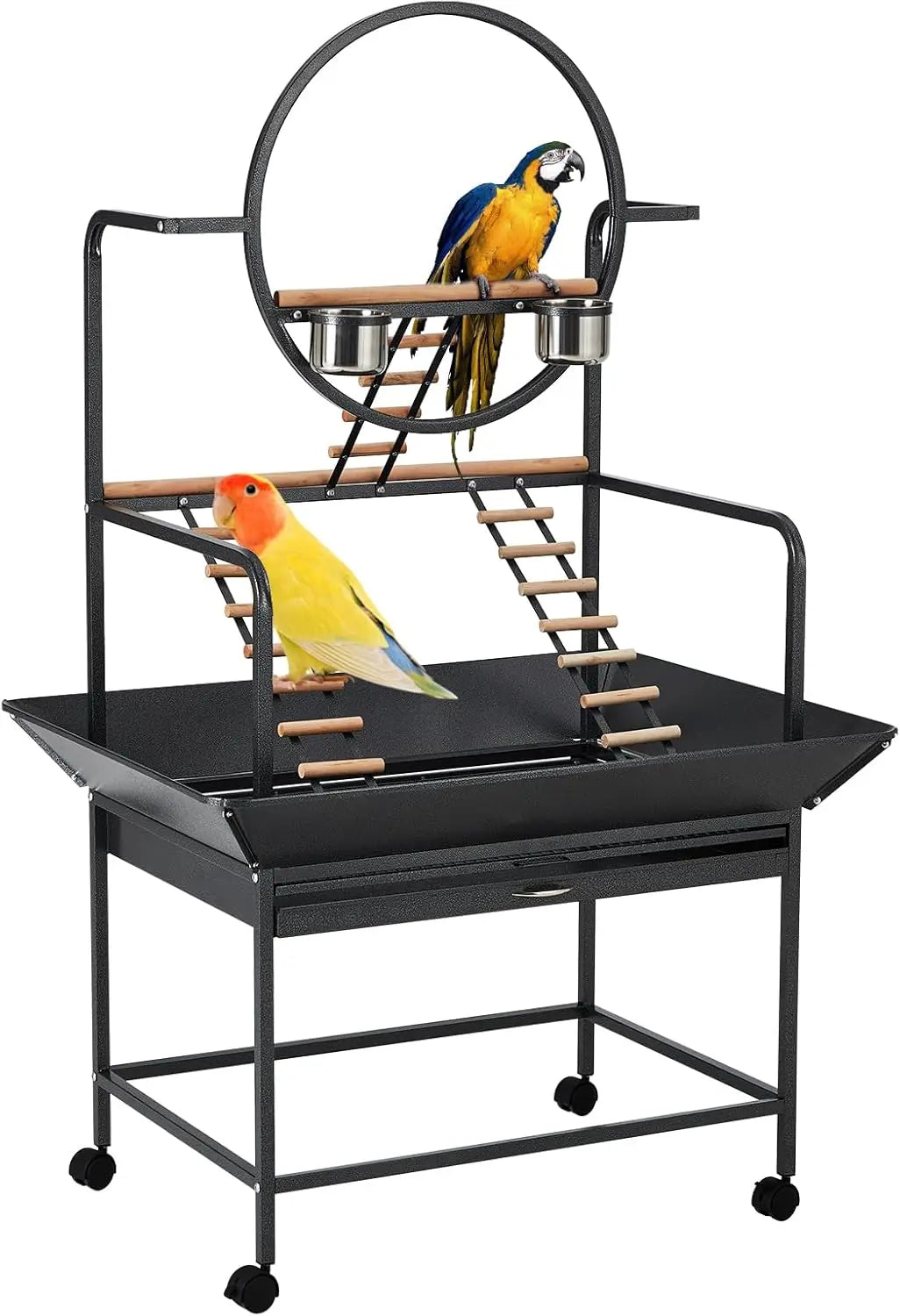Breeding Bird Cage, Parrot Cage, Stackable Center Divided Breeder,Seperate Removable Tray, Removable Divider, Lockable Caster, f