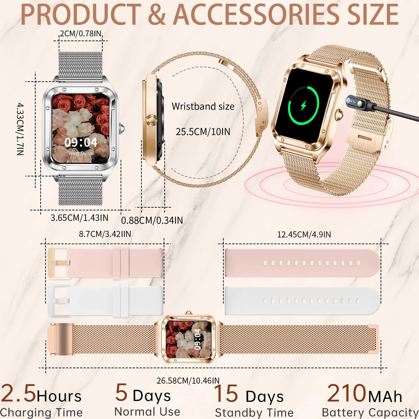 Women Smart Watch(Answer/Make Call)for iPhone/Android, Fitness Tracker/100+Sports Modes/200+Watch Faces/1.59" Screen, Ideal Gift