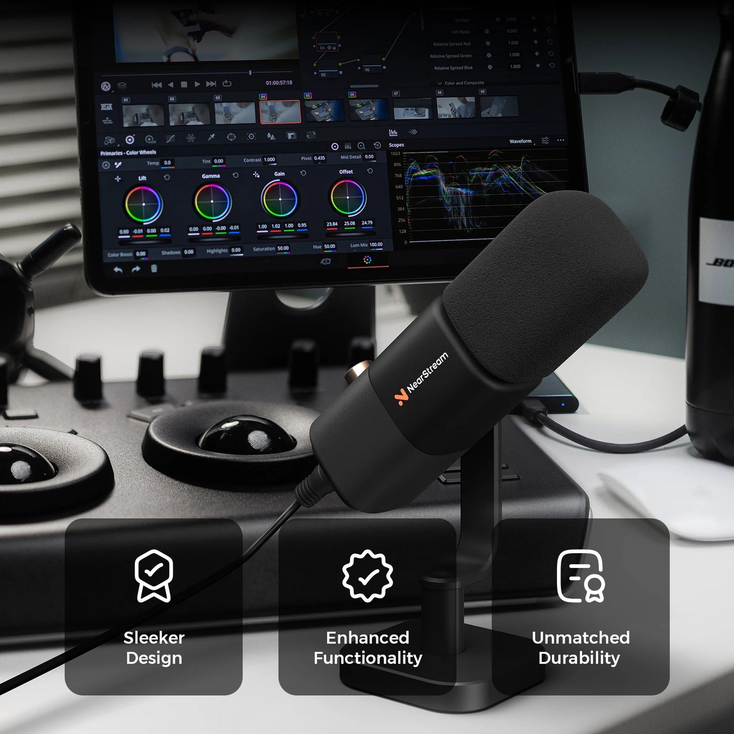 NearStream Professional pc Mic USB XLR Dynamic Microphone Boom Arm for Gaming Studio set Podcast Recording US Local Shipping