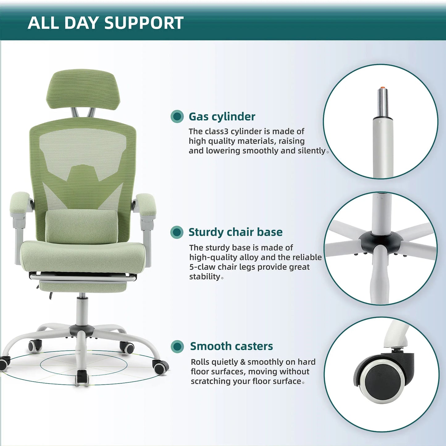 JHK Ergonomic Reclining High Back Mesh Living Room Rocking Gaming Chair Computer Desk Swivel Rolling Lumbar Support Pillow