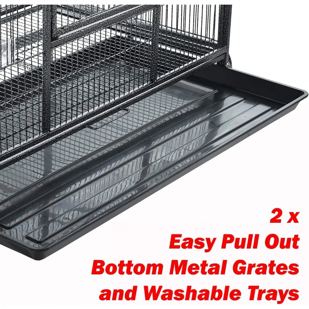 74" Large Double Separate Stackable Wrought Iron Breeding Bird Flight Parrot Cockatiel Conure Breeder Cages Side Nesting Doors D