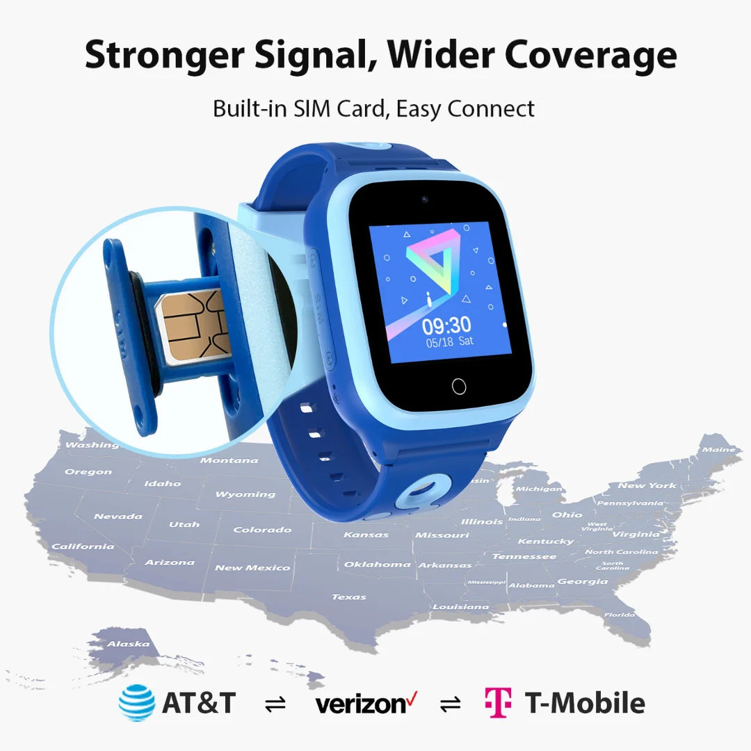 4G Smart Watch for Kids, with 30-Day Free Unlimited Plan, Video Call, Voice Chat, GPS, Kids Watch with SIM Card, Gift for Child