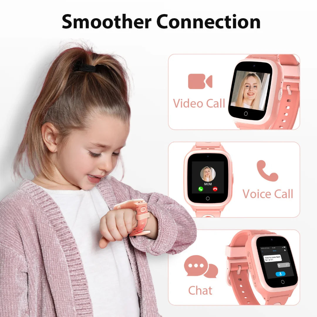 4G Smart Watch for Kids, with 30-Day Free Unlimited Plan, Video Call, Voice Chat, GPS, Kids Watch with SIM Card, Gift for Child