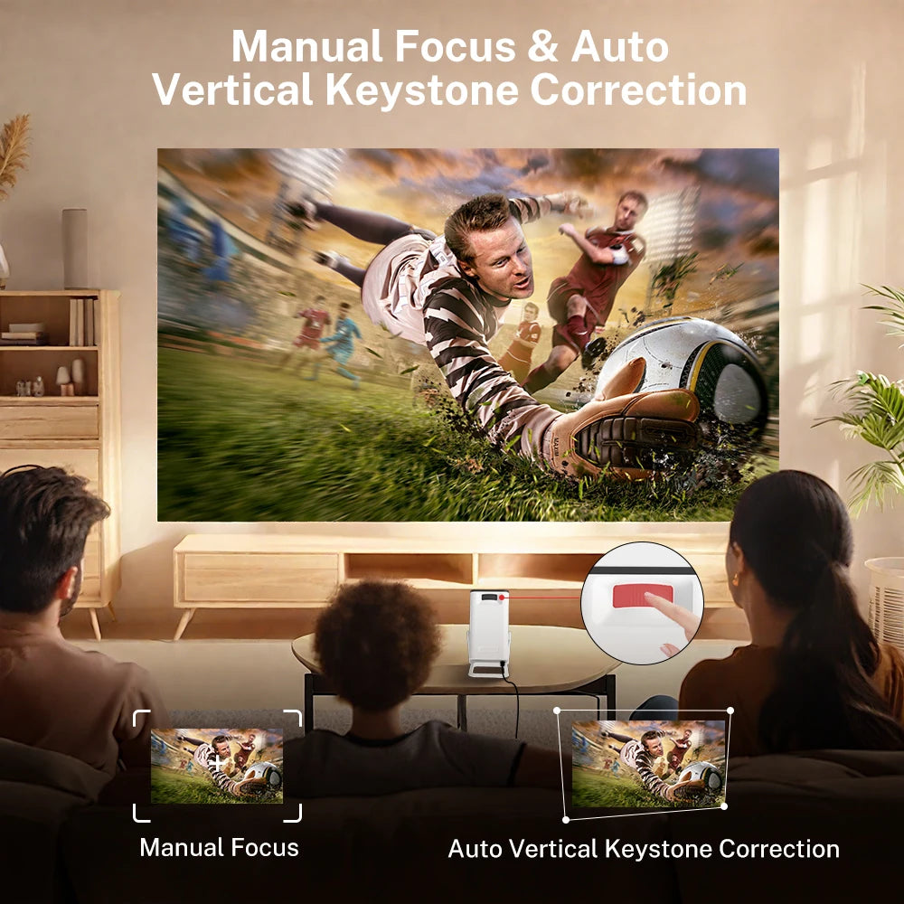 Portable Smart Projector 400ANSI Android 11 MINI Home Beamer Dual WiFi6 BT5.4 Remote Control Projection 4K Support