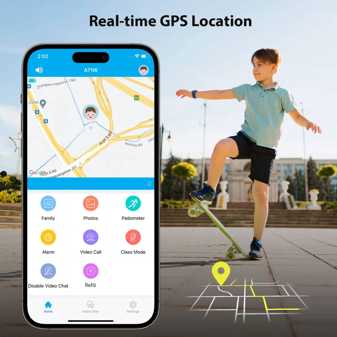 4G Smart Watch for Kids, Unlimited Talk, Text, Voice Chat, Video Call, GPS, Class Mode, Gift for Kids, Built-in SIM Card