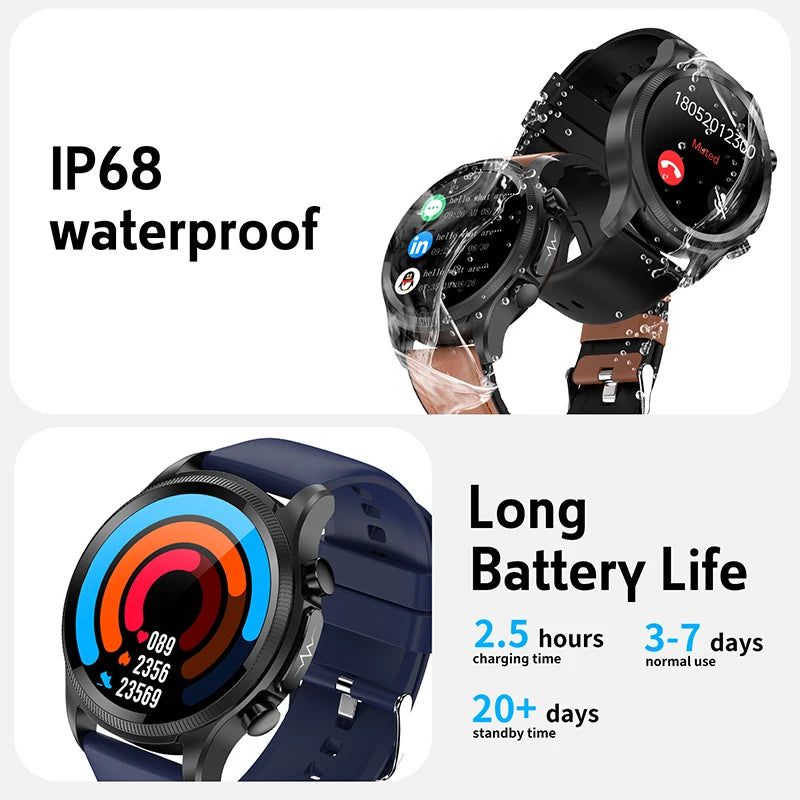 2025 New Men Smart Watch ECG Heart Rate Blood Pressure SpO2 Sleep Monitor 1.39'' Fitness Trackers Sports Watch For iOS Android