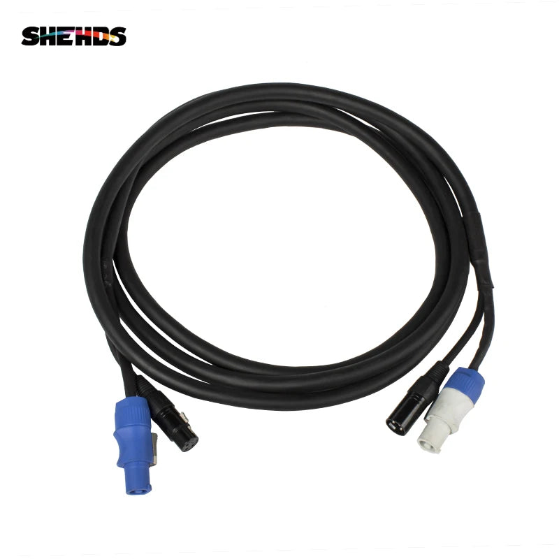 3 Meters/ 2 Meters Length Combination Powercon Plug DMX Cable Power Line Lighting Accessories For Stage Wedding DJ Disco SHEHDS