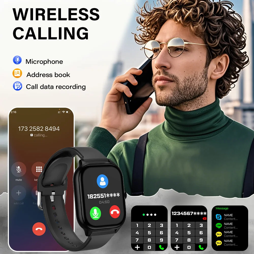 LAXASFIT 2.01 inch smartwatch fitness bracelet bluetooth call health monitoring heart rate smartwatch men android IOS watch