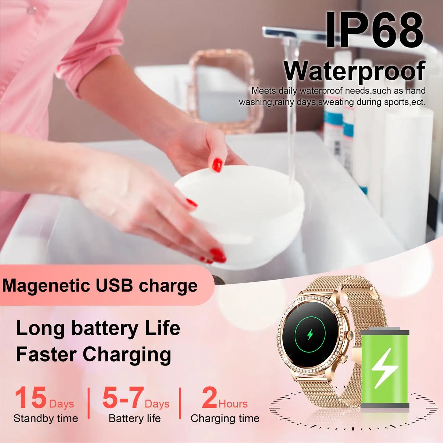 Smart Watches[Calls/Answer], Smartwatch for Android ＆ iPhone Compatible with 100+ Sport Modes/1.32" Touchscreen/200+ Watch Faces