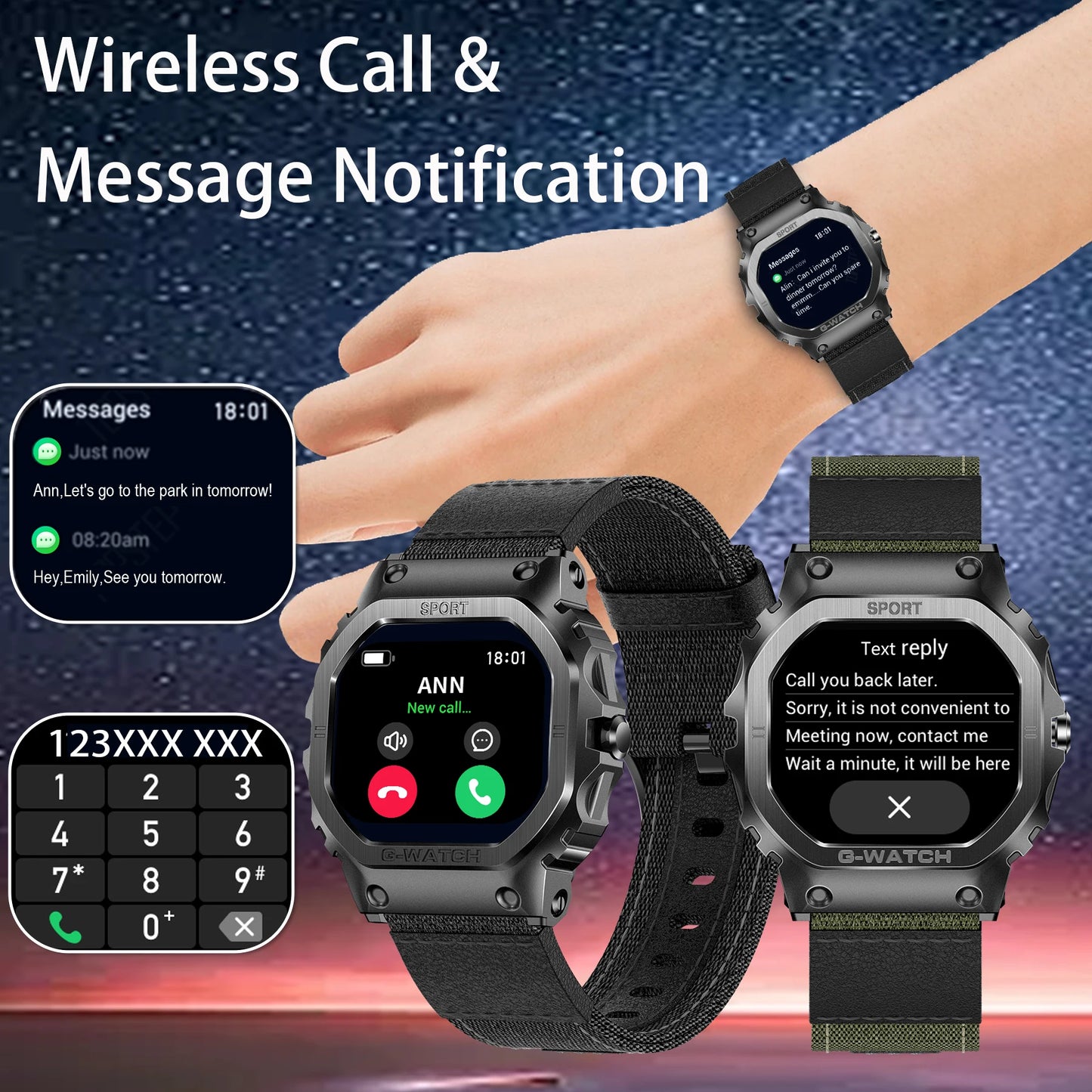 Unisex Smart Watch,1.57"Sports Smartwatch with Wireless Call/Flashlight,Fitness Watch,Ideal Gift for Fitness/Outdoor Enthusiasts