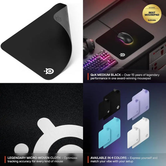 Medium Size SteelSeries QcK Cloth Gaming Mouse Pad - Enhanced for Gaming Sensor Performance