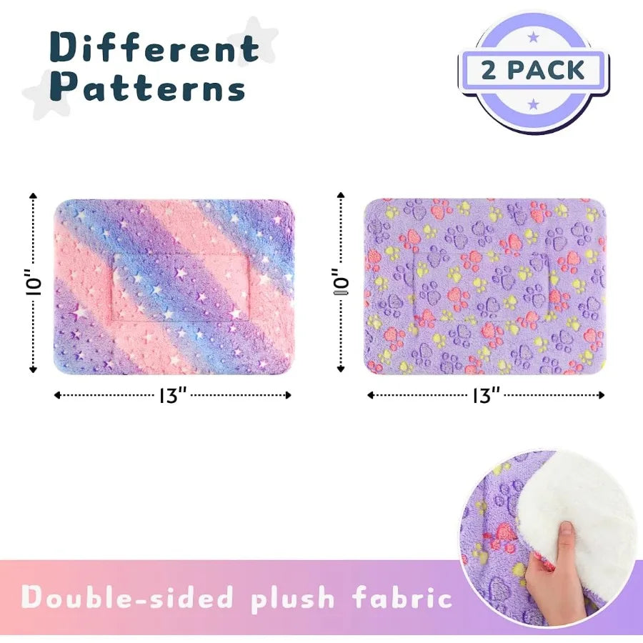 2 Pack Fuzzy Pet Blanket for Indoor Cats and Small Dogs: Warm Calming Bed for Anxiety Relief Washable Mat Ideal for Crates Kitt