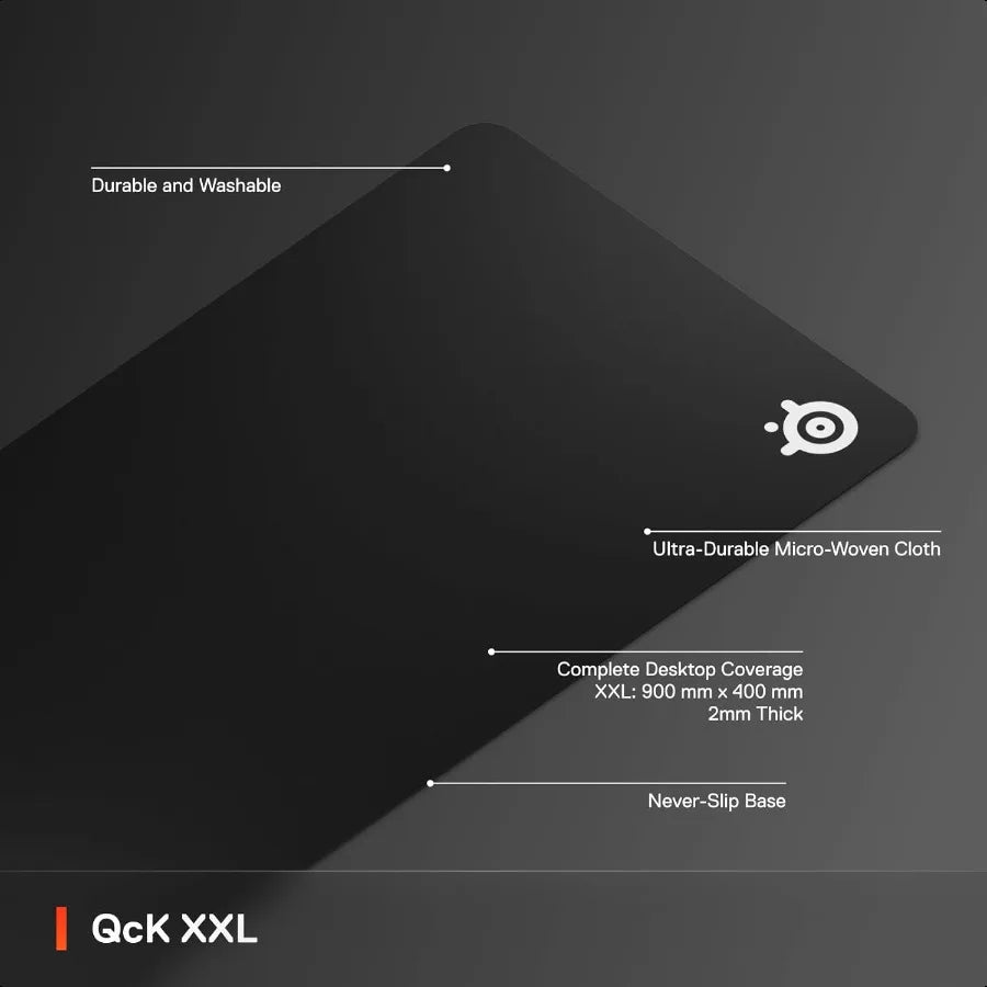 QcK Gaming Mouse Pad XXL Cloth Peak Tracking and Stability Esports Mousepad NeverSlip Full Desk Coverage