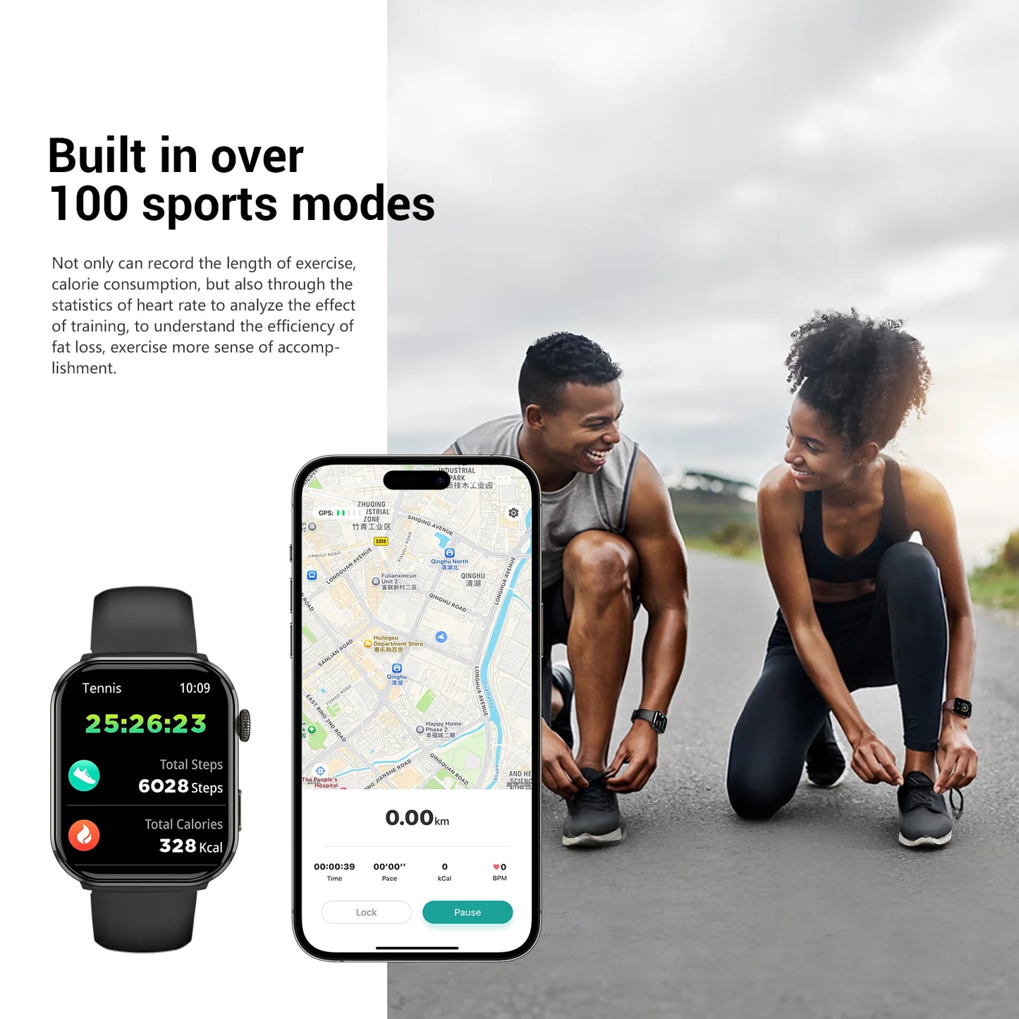 2025 Blackview R60 Smartwatch 1.96‘’ AMOLED HD Display for Men Women Health Fitness Bluetooth Monitoring Sport Smart Watch