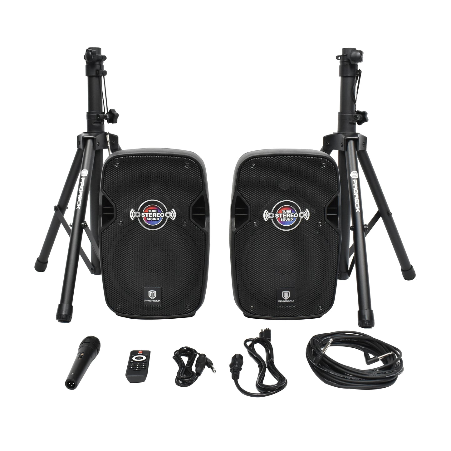 PRORECK 8" Portable PA System - 650W Peak Power Bluetooth Speaker with Microphone, Stands & Remote for Karaoke, DJ Parties