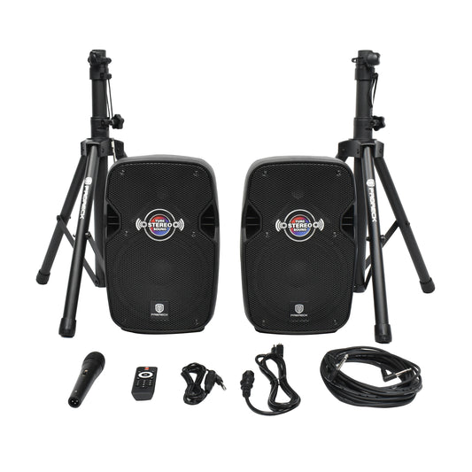 PRORECK 8" Portable PA System - 650W Peak Power Bluetooth Speaker with Microphone, Stands & Remote for Karaoke, DJ Parties