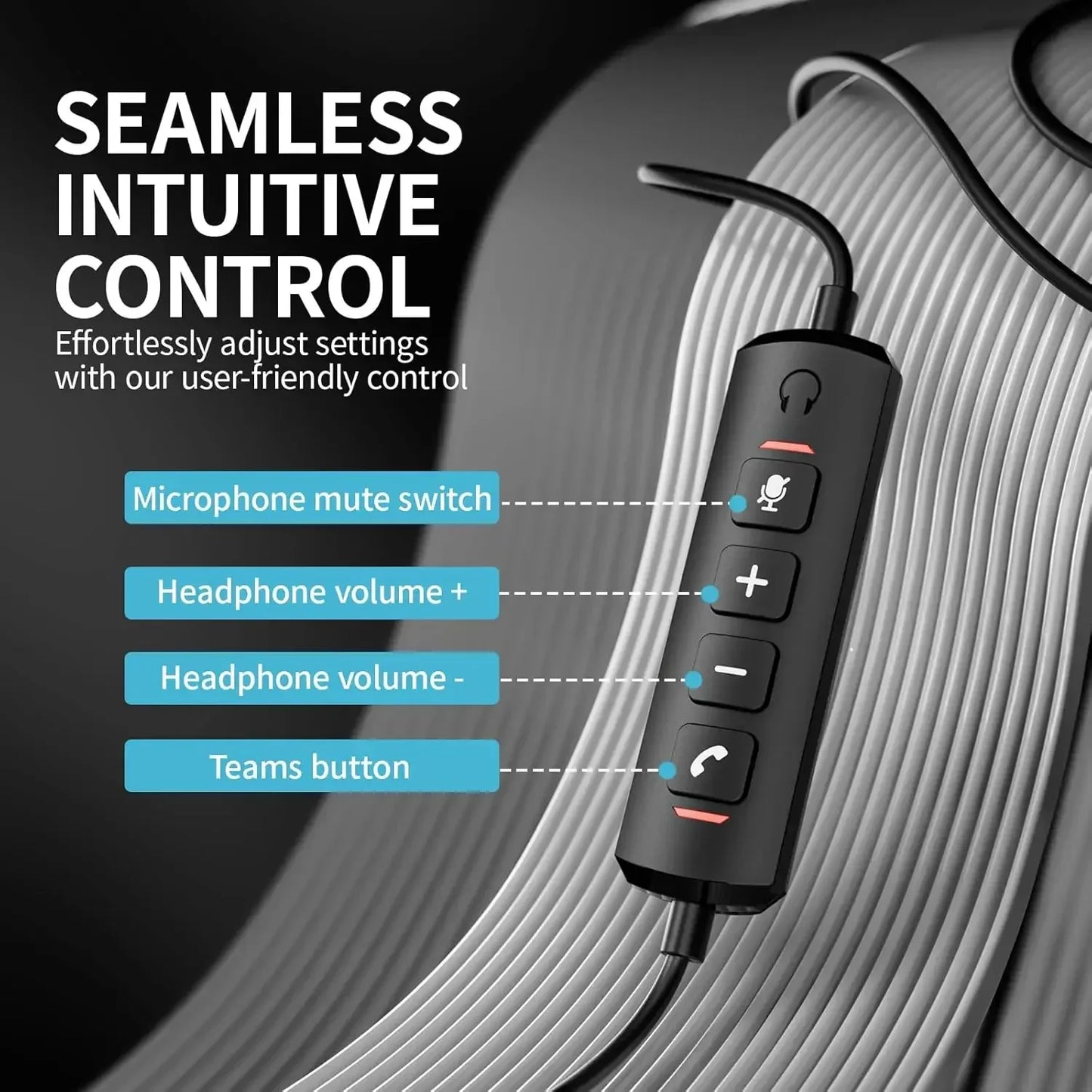 Headset with MIC for PC Wired Headset with Mic for Office Remote Work Call Center Comfortable Design for Long Wear