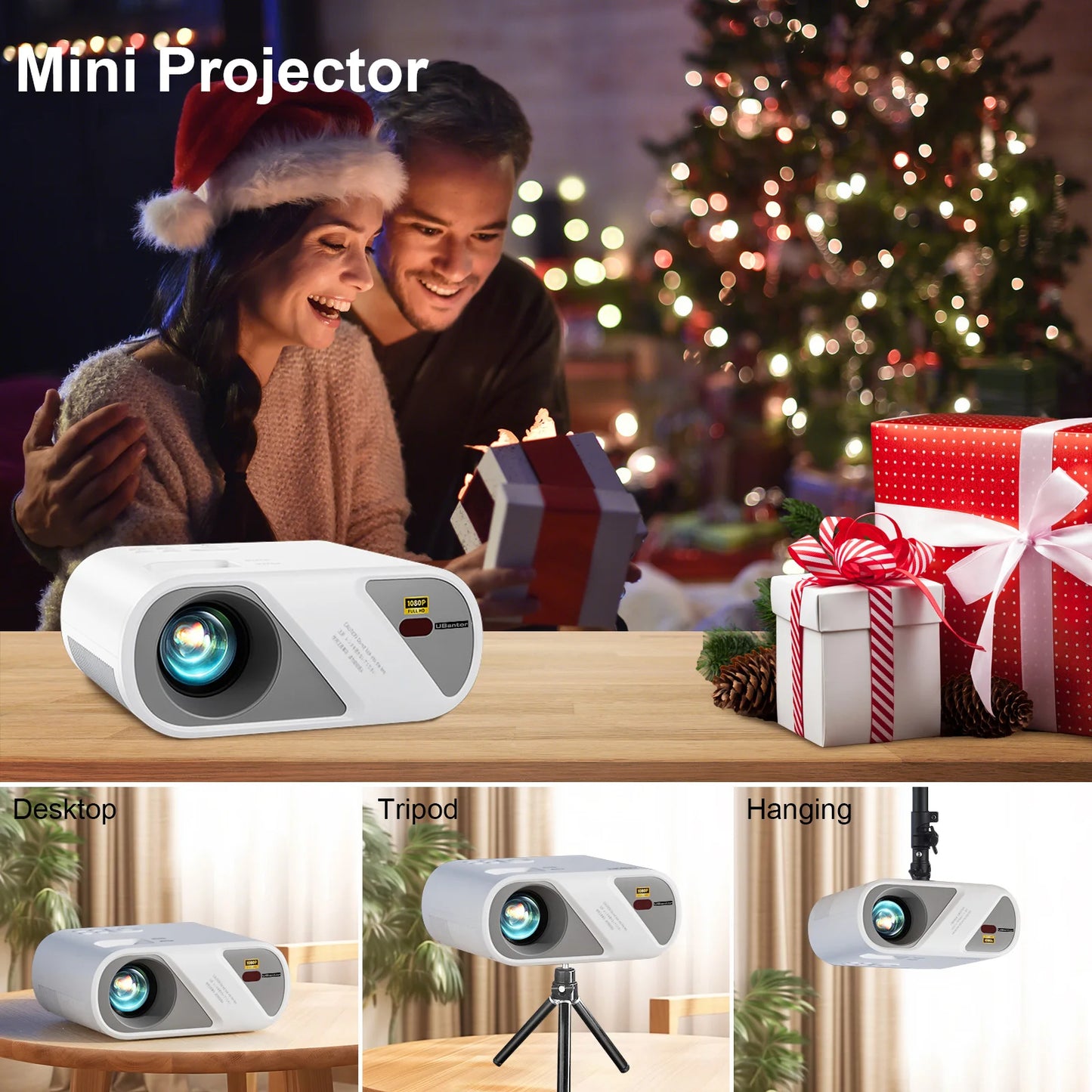 Full HD 1080P Video Projector With Tripod/Portable Mini Outdoor Movie For iPhone/Home Theater Projector Compatible With HDMI