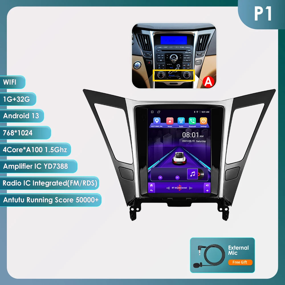 9.7"7862 Andriod 13 Car radio for Hyundai Sonata YF 8 2010-2018 multimedia player GPS navi Stereo 4G Carplay 2din SWC Autoradio
