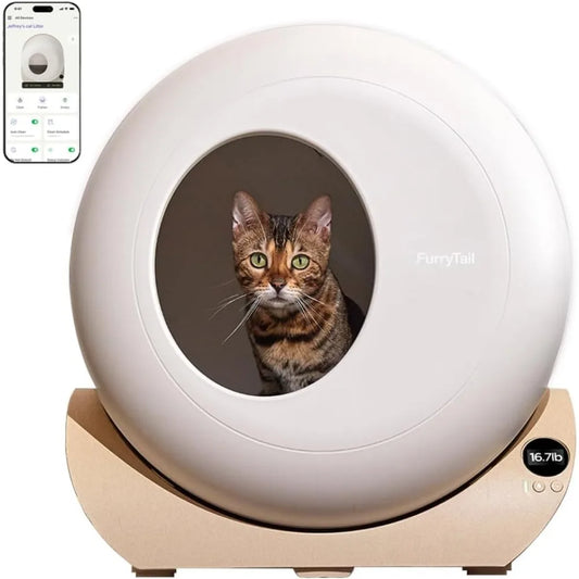 Self Cleaning Litter Box with APP - Automatic Cat Litter Box for All Your Cats, Odor Control, Spacious Interior and La