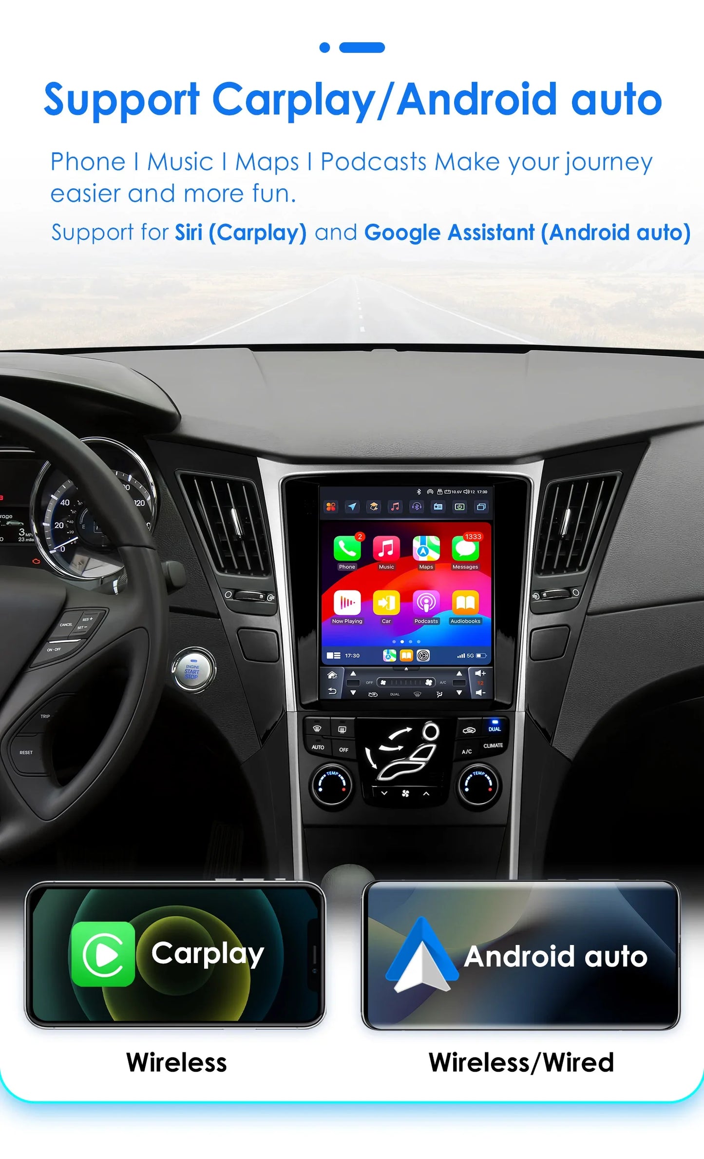 9.7"7862 Andriod 13 Car radio for Hyundai Sonata YF 8 2010-2018 multimedia player GPS navi Stereo 4G Carplay 2din SWC Autoradio