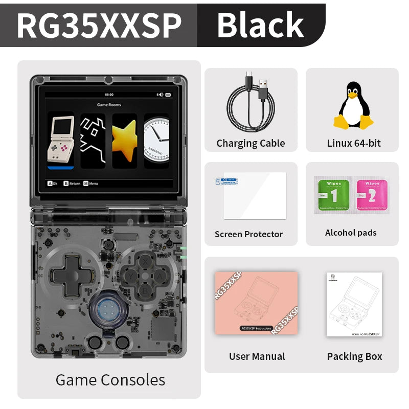 ANBERNIC RG35XXSP Flip Retro Handheld Game Console Linux 64bit WiFi Bluetooth Retro Video Gaming Console Online Play HDMI-TV Out