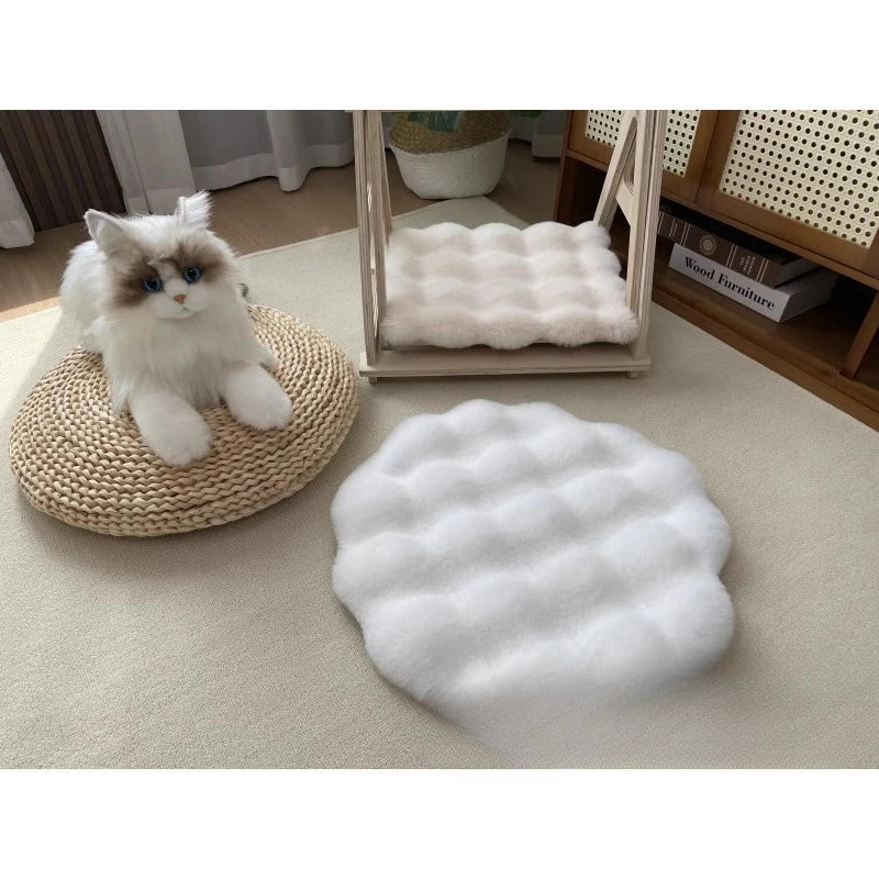 Rabbit Plush Cat Nest Cushion Doghouse Sleep Round Seat Cushion Pet Bed Sleep Wool Pad Autumn and Winter Warm Cat Floor Mat
