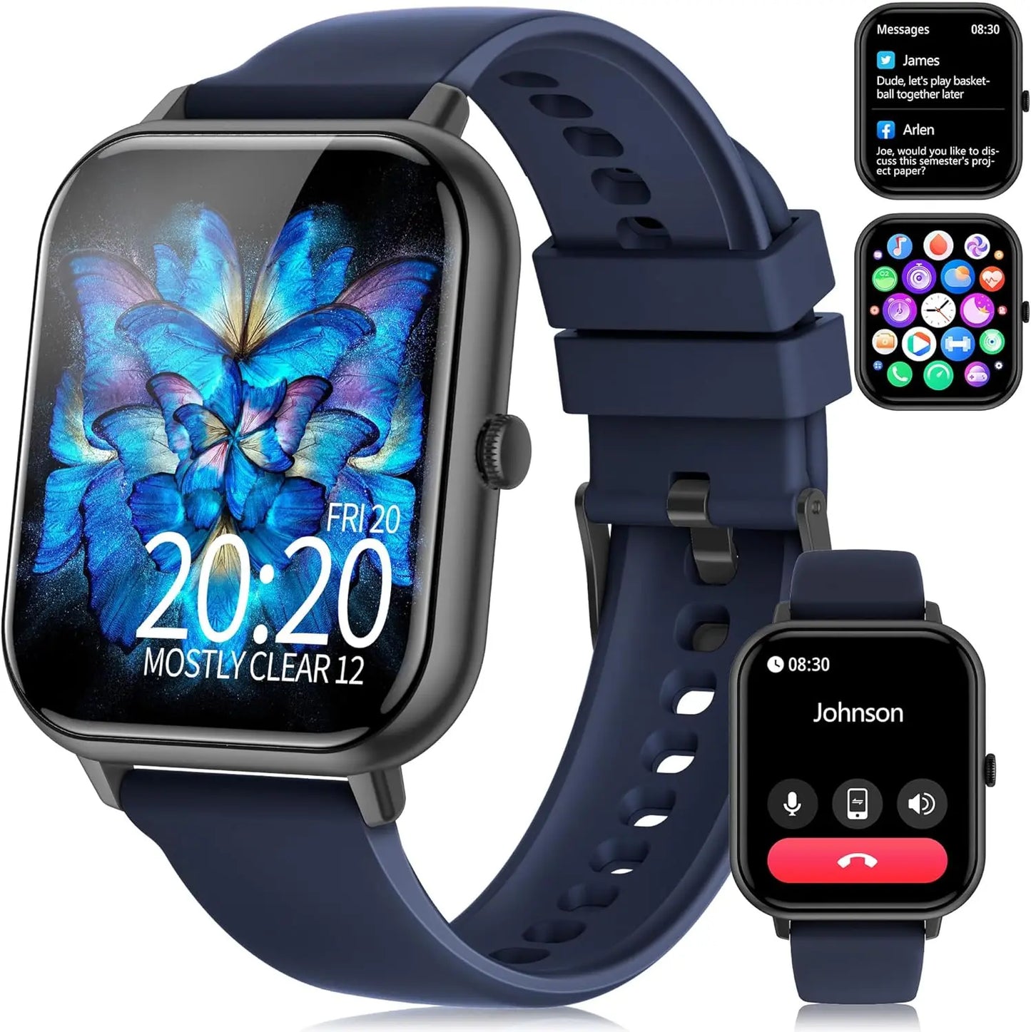 Smart Watch for Men Women 1.83" Fitness Tracker Heart Rate Blood Oxygen Sleep Monitor, IP68 Waterproof  Watch for Android IOS