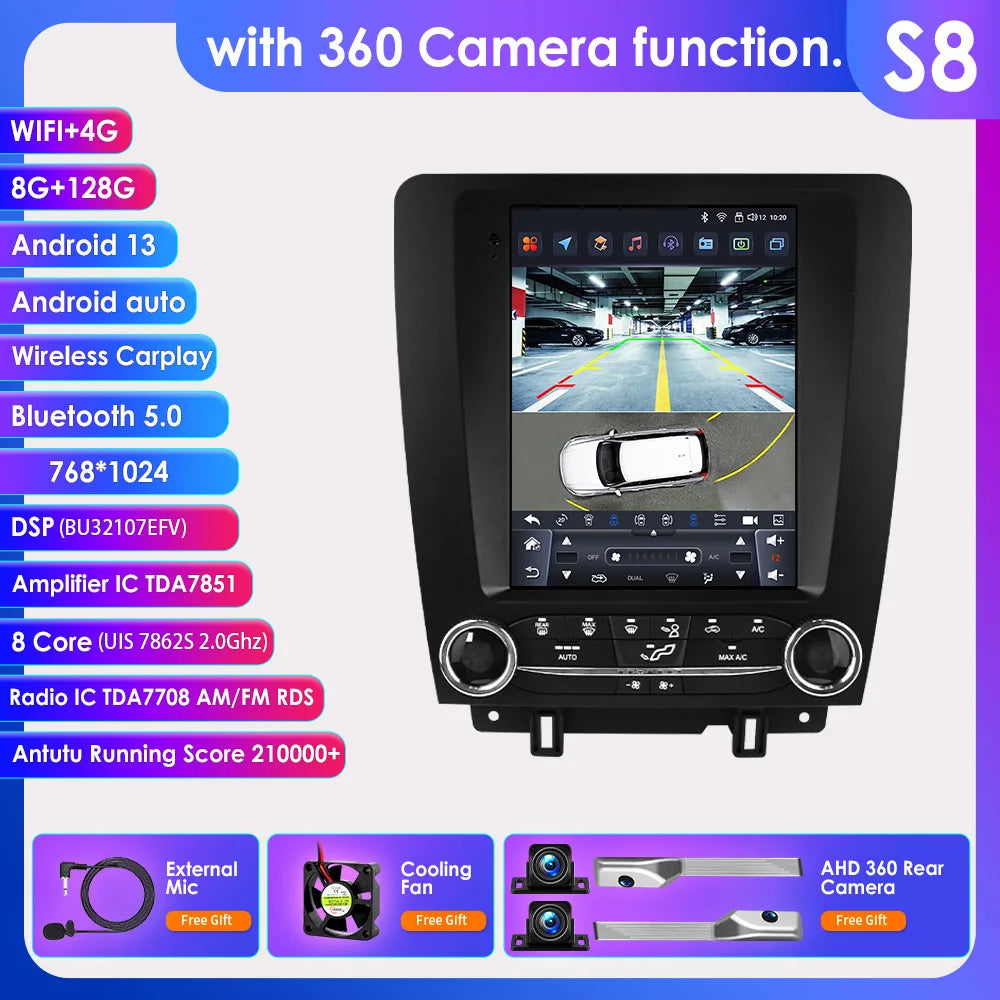 9.7"Carplay Android-auto Car radio GPS Stereo for FORD Mustang 2010-2014 multimedia Video player car intelligent systems 4G+wifi