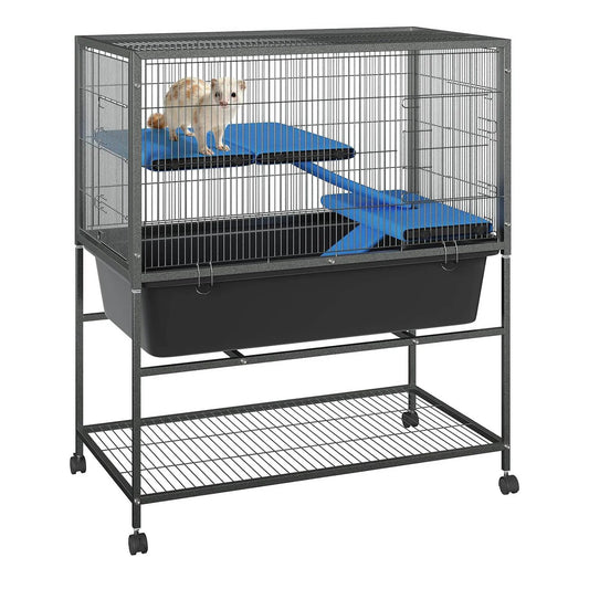 Multi-Level Metal Bird Cage for Small Pets Removable Platforms & Deep Slide-Out Tray  Lockable Wheels for Ferrets Chinchillas