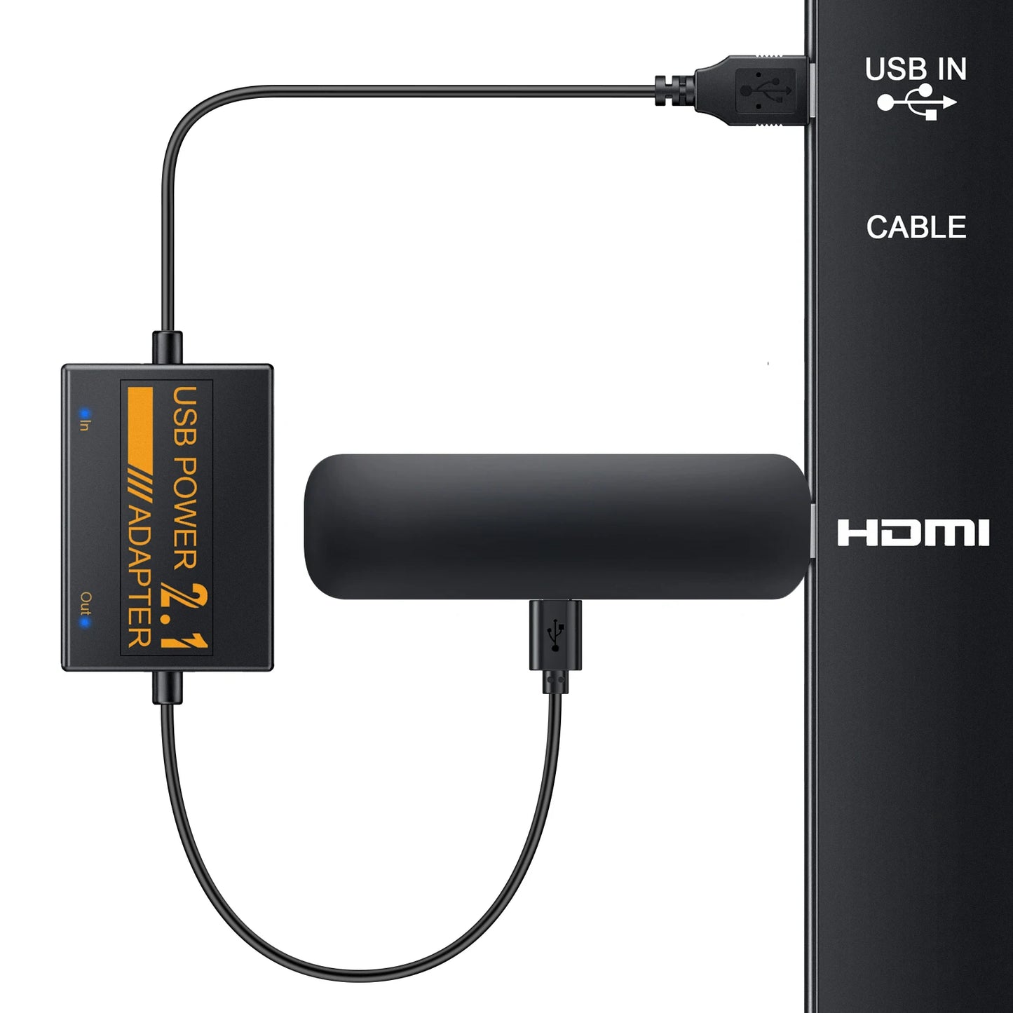 1800mAh Stabilized Supply USB Power Cable USB Power Cable for Amazon Fire TV Sticks Firestick Adapter Support 4K Video