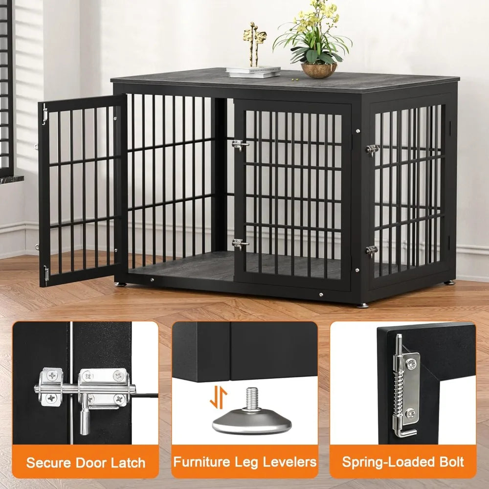 42 Inch Heavy Duty Dog Crate Furniture for Large and Medium Dogs, Decorative Pet House End Table, Wooden Cage Kennel Furniture I