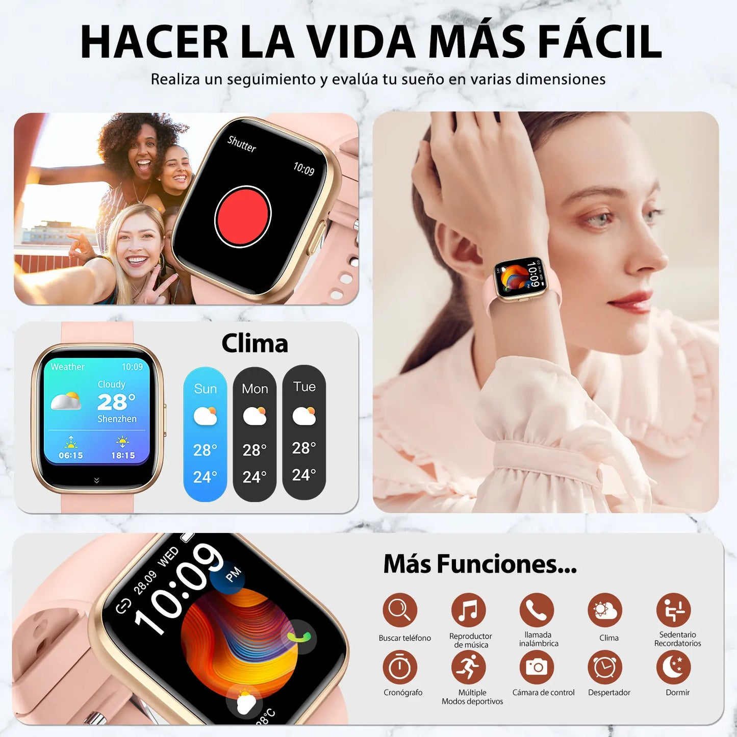 LaNikar 2025 New Smart watch for Men Women 1.85" 100+ Sport Modes Fitness Tracker Heart Rate Sleep Monitor Pedometer Waterproof