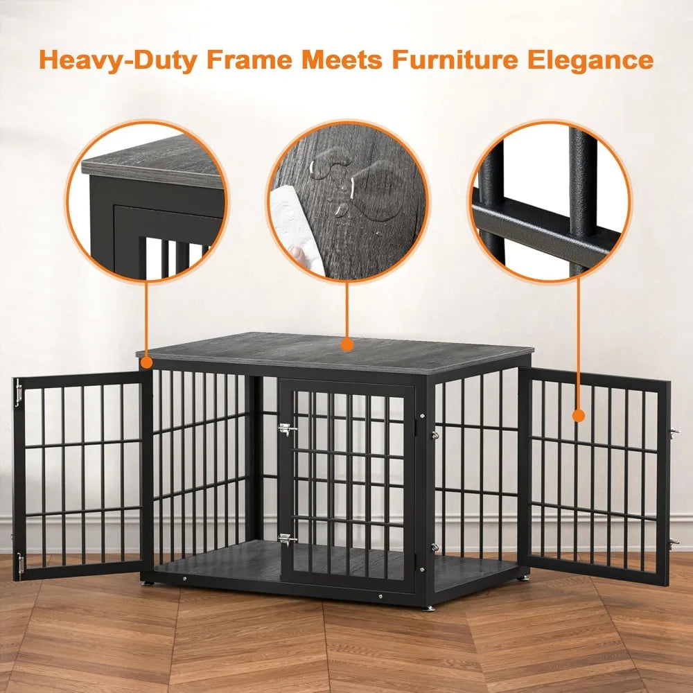 42 Inch Heavy Duty Dog Crate Furniture for Large and Medium Dogs, Decorative Pet House End Table, Wooden Cage Kennel Furniture I