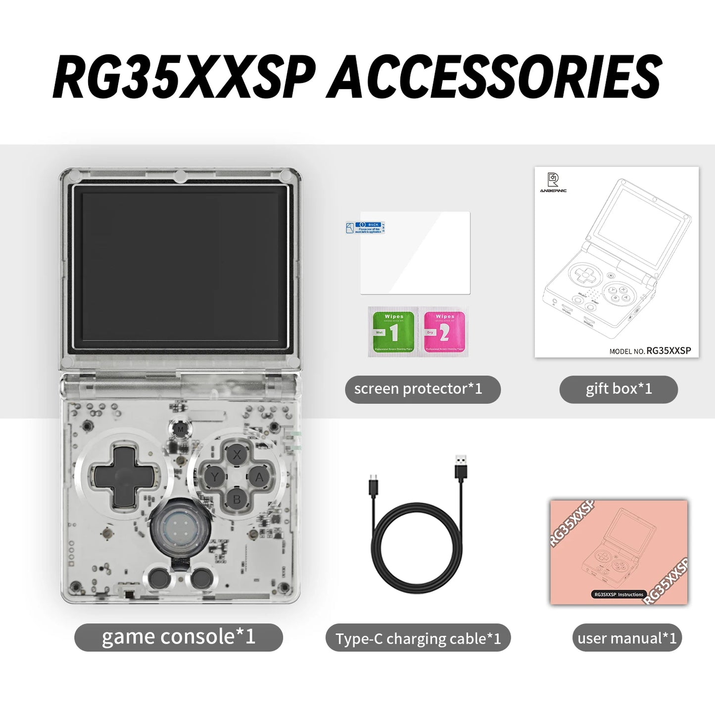 ANBERNIC RG35XXSP Retro Handheld Game Console 3.5-inch IPS Screen 3300mAh Battery Supports HDMI-TV Out and Bluetooth 4.2 5K Game