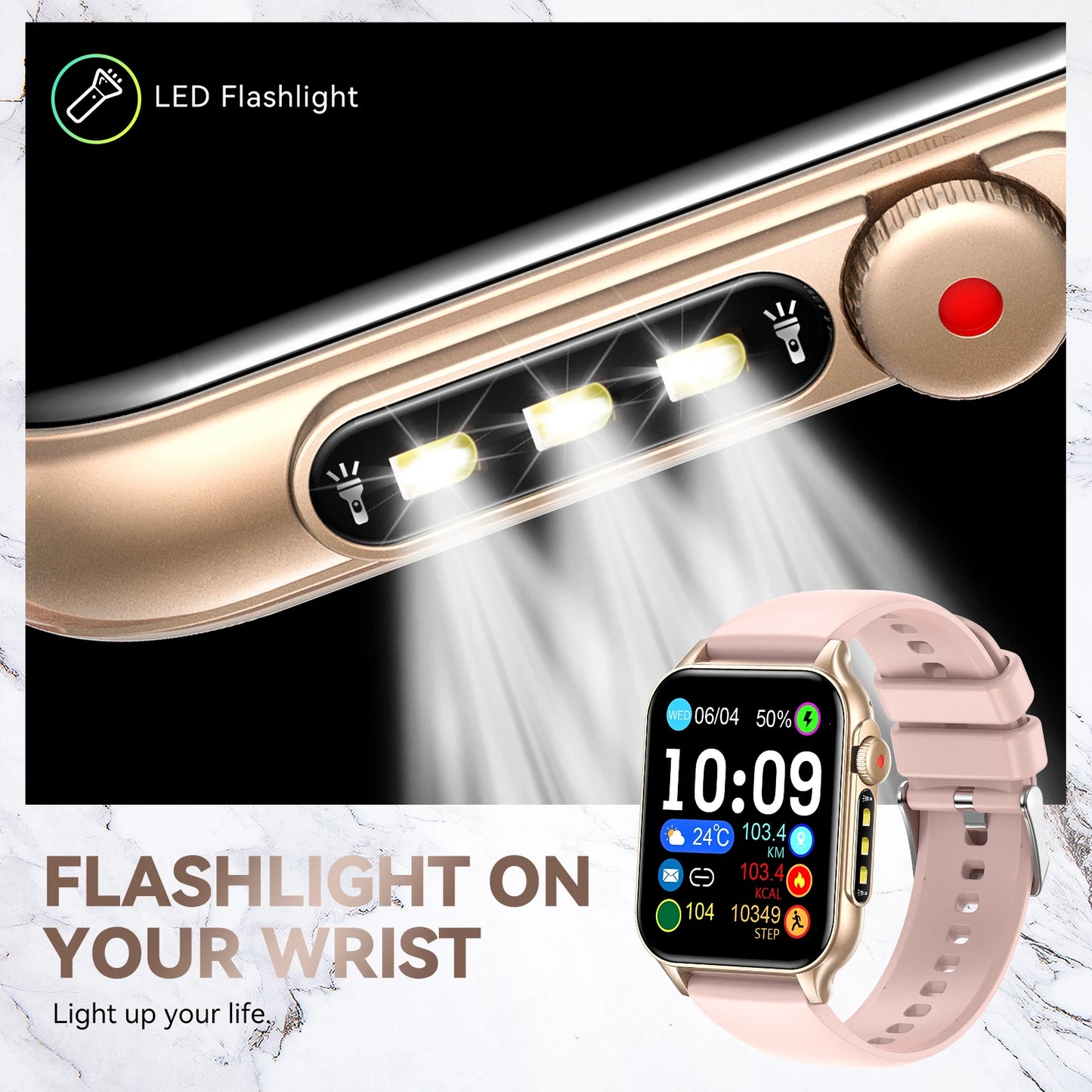 LaNikar New Smart Watch P6 Max 1.96" HD Large Screen Men And Women With LED Flashlight Bluetooth Call Fashion Sports Watches