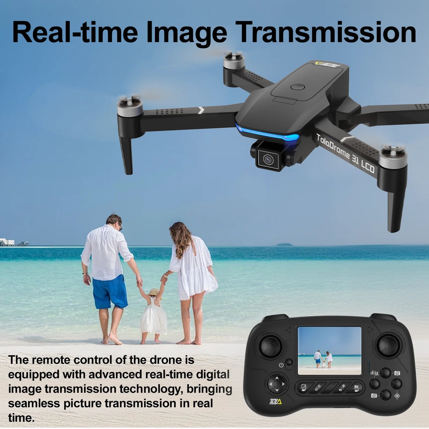 TD31LCD Drone RC Quadcopter with LCD Screen Brushless UAV Optical Flow for Adult Beginner  Digital Image Transmission CO