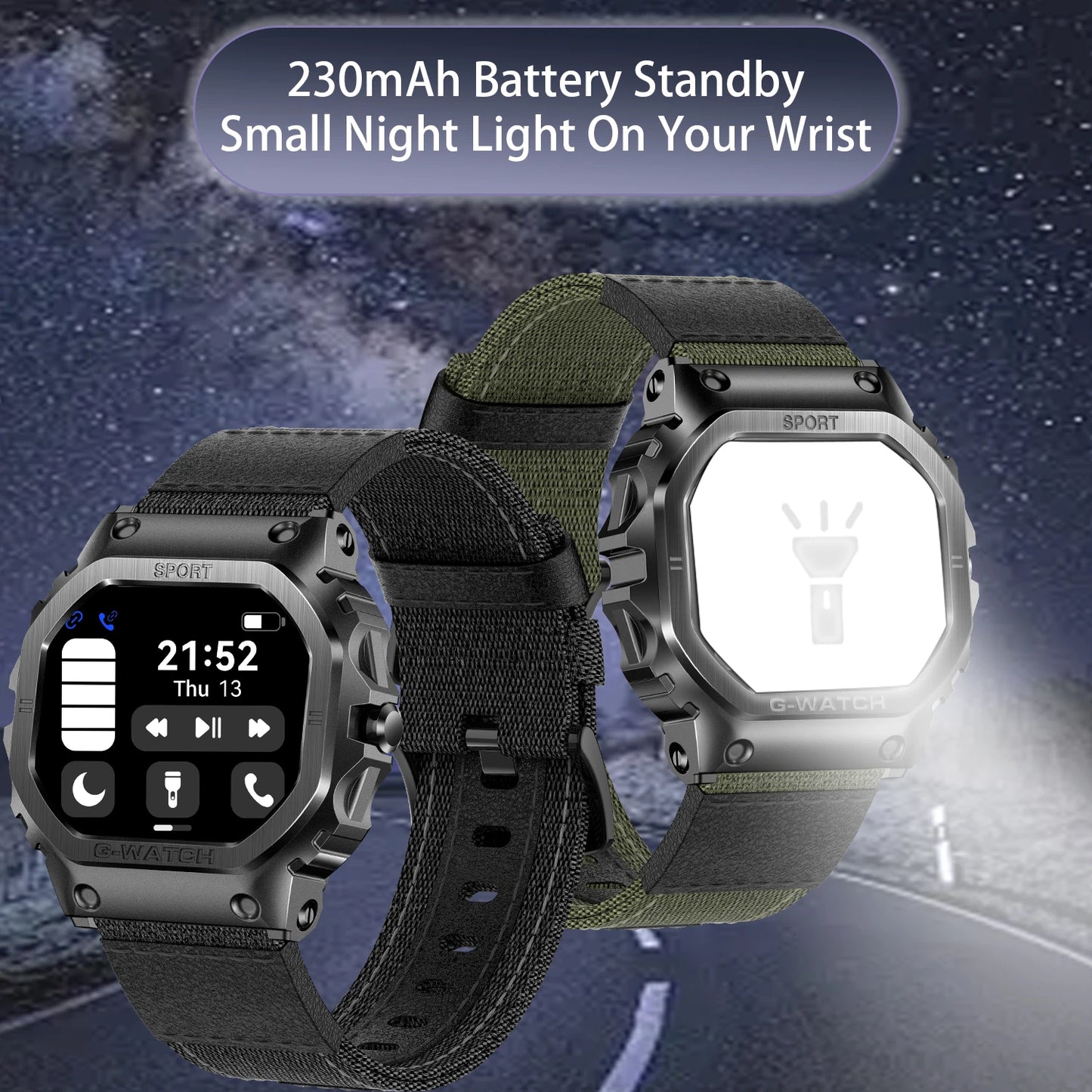 Unisex Smart Watch,1.57"Sports Smartwatch with Wireless Call/Flashlight,Fitness Watch,Ideal Gift for Fitness/Outdoor Enthusiasts