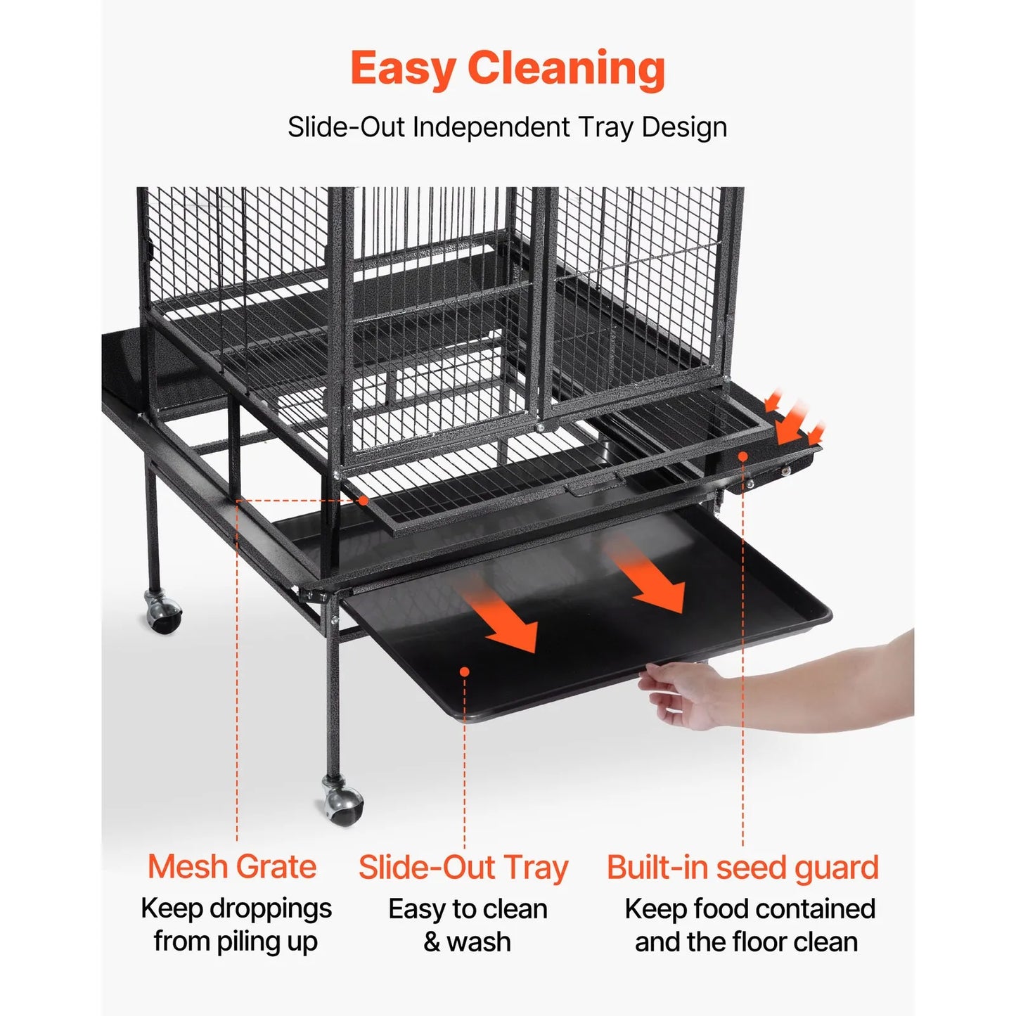 Large Bird Cage with Open Flat Top, 32.7 x 31.1 x 82.7 Inches