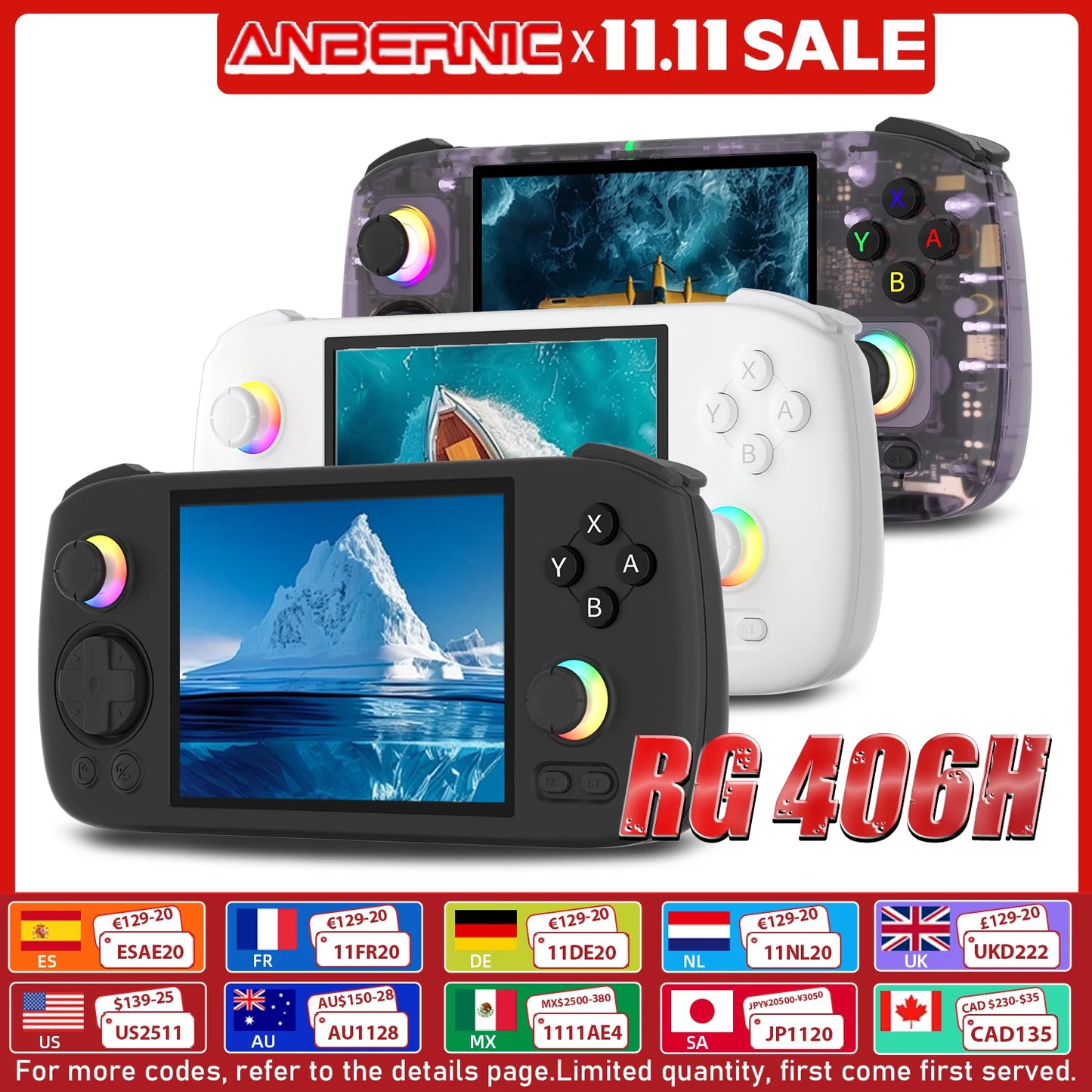 ANBERNIC RG 406H Retro Game Console Android 13 Unisoc T820 64-bit Game Player 4.0 Inch IPS Touch Screen 5500mAh 3D Hall joystick