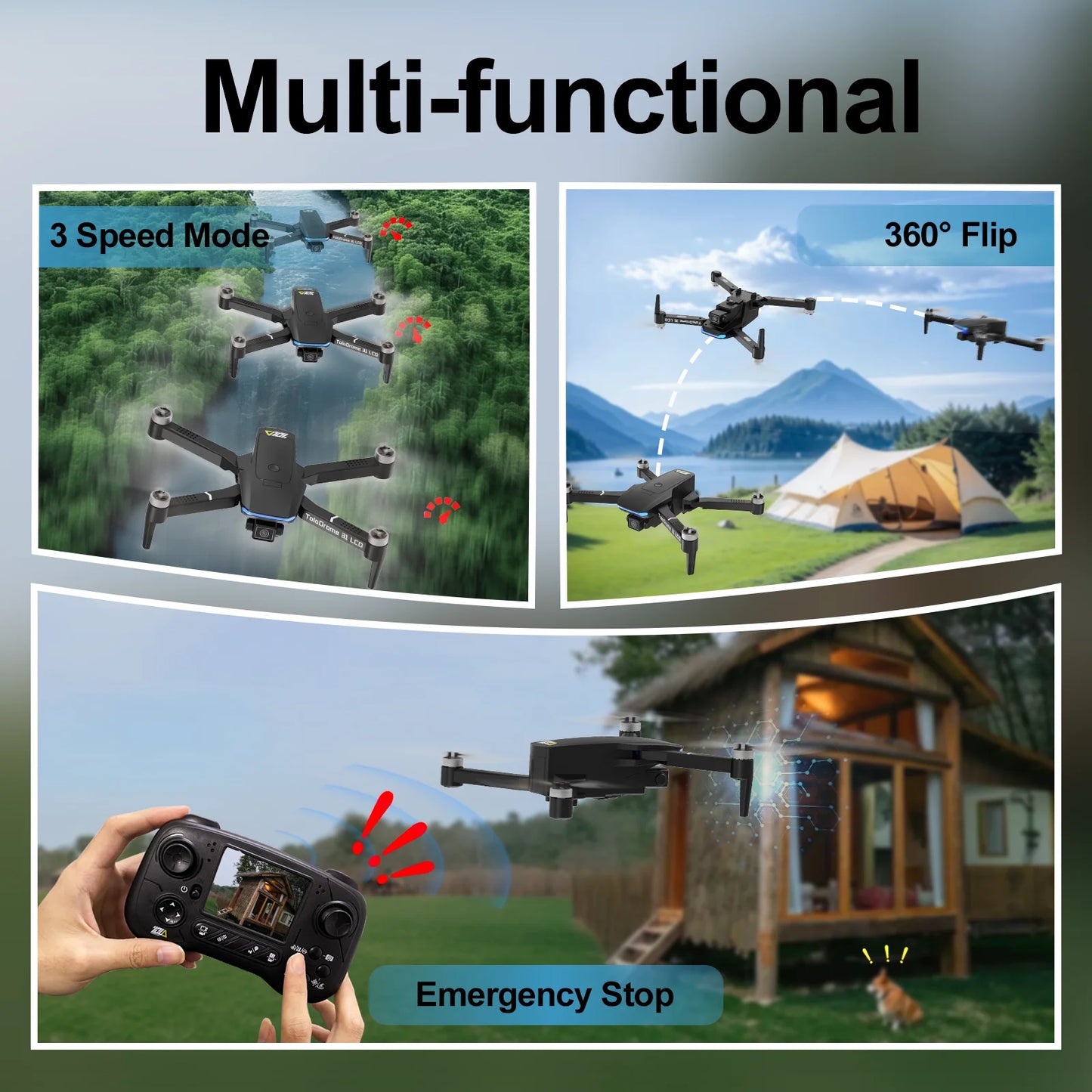 TD31LCD Drone RC Quadcopter with LCD Screen Brushless UAV Optical Flow for Adult Beginner  Digital Image Transmission CO