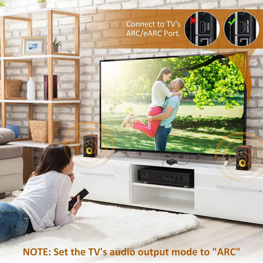 ARC Return Channel Converter ARC To SPDIF Coaxial L/R Stereo 3.5mm Jack HDMI-Compatible ARC Adapter for HDTV Soundbar Amplifier