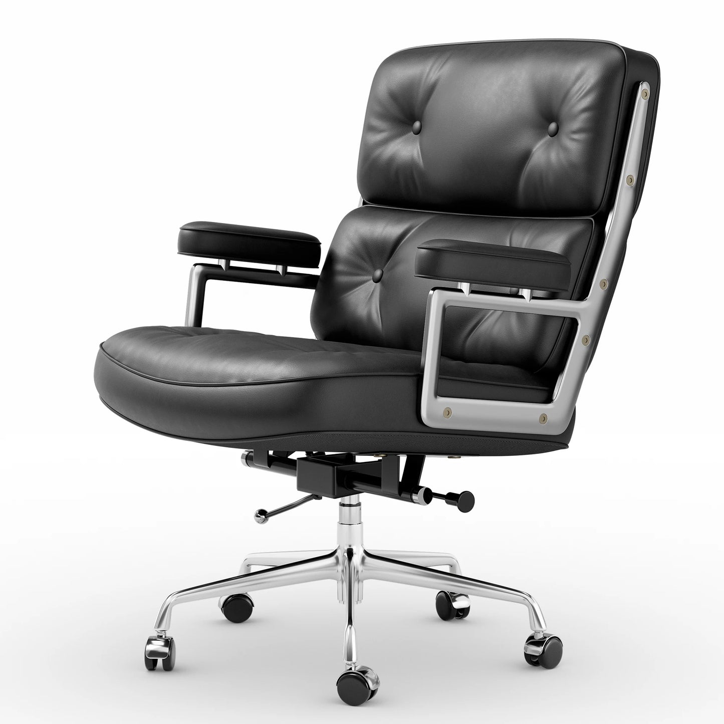 Adjustable Swivel Rolling Office Chairs Soft Pad Genuine Leather Chairs Mid Back Executive Desk Office Chair Computer Chairs