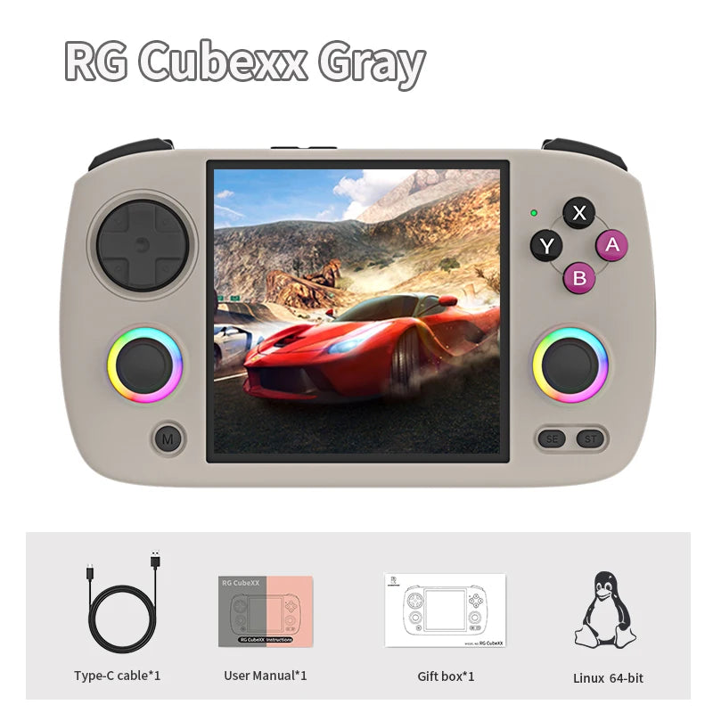 ANBERNIC RG CubeXX Handheld Games Console 3.95" IPS Screen 64-bit Linux System H700 3800mAh Wi-Fi Bluetooth Retro Gaming Player