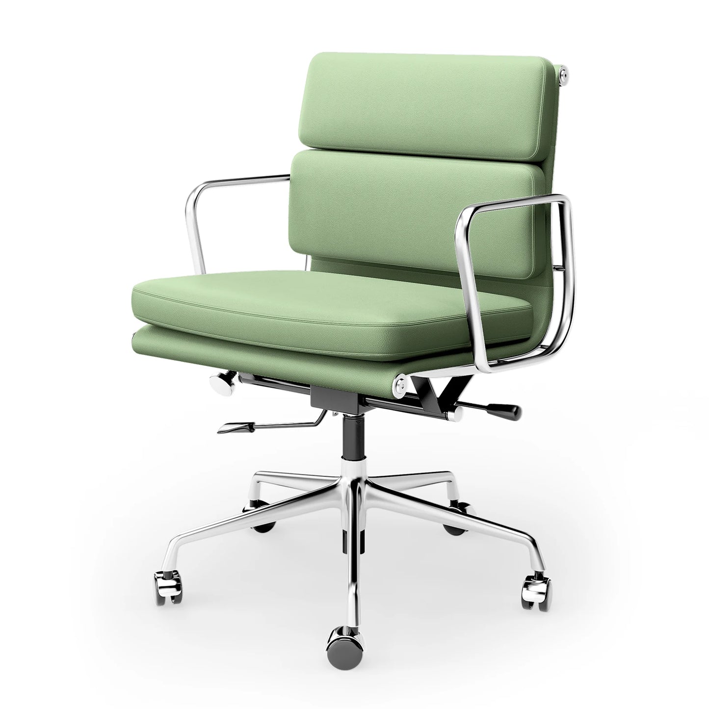 Adjustable Swivel Rolling Office Chairs Soft Pad Genuine Leather Chairs Mid Back Executive Desk Office Chair Computer Chairs